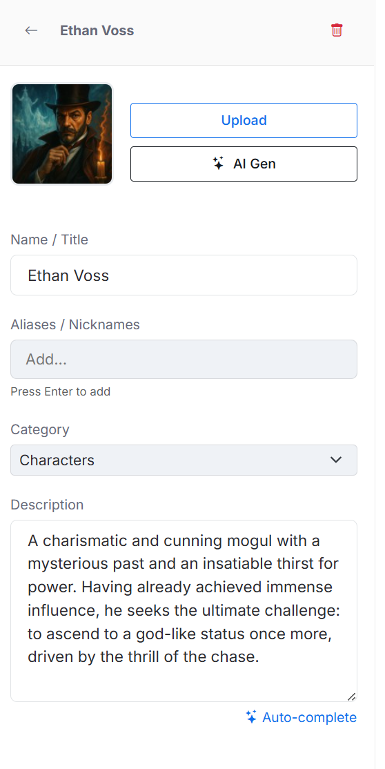 Location profile with image, aliases, and descriptive notes