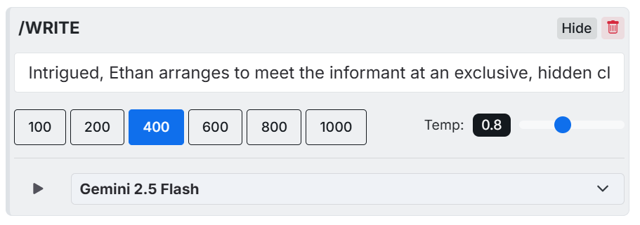 Compact inline AI writing panel
